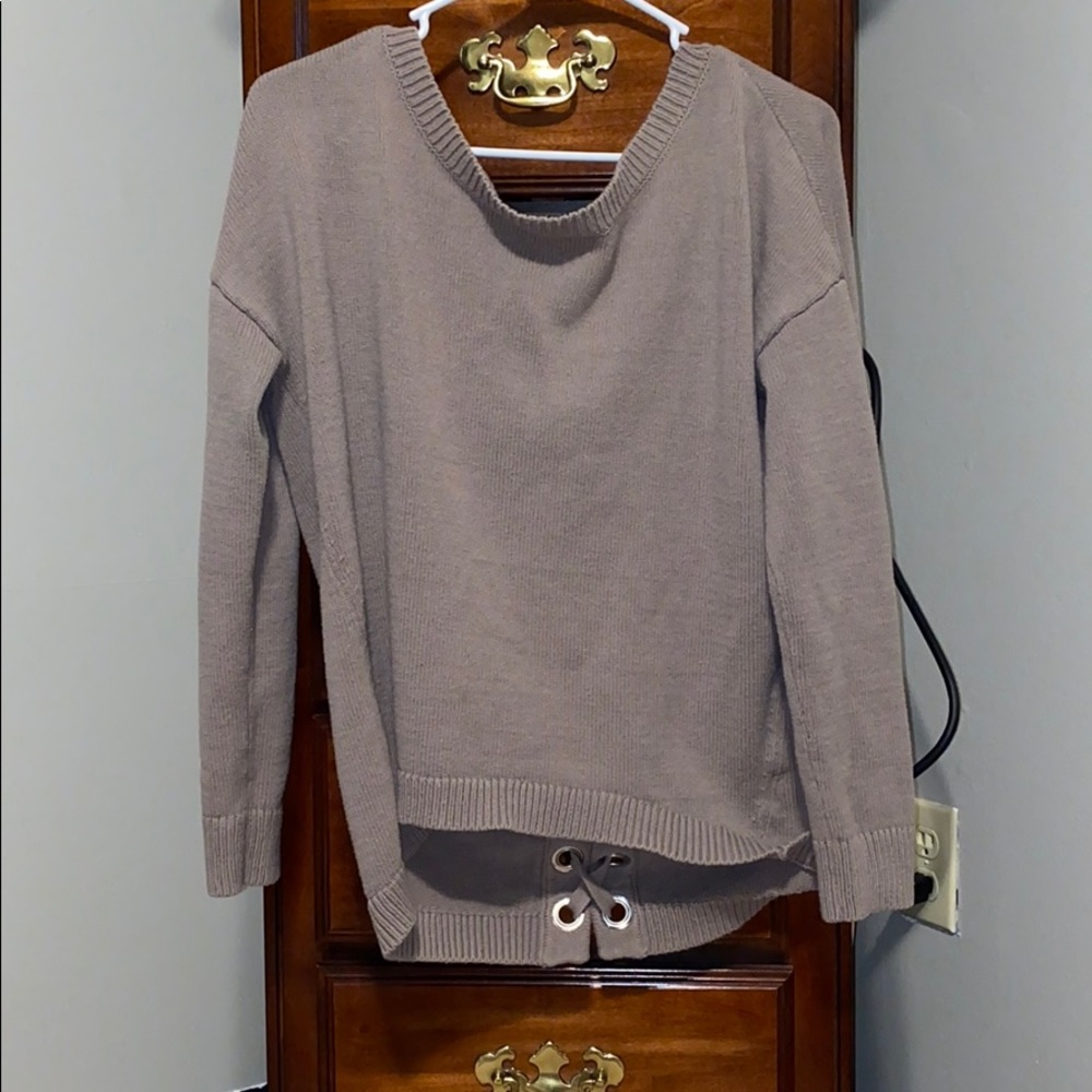 Off the shoulder sweater with open crisscross back